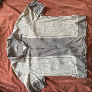 Sandro Gray and Cream Short Sleeve Shirt Jacket